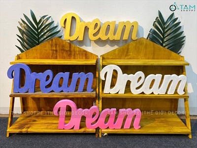 Chữ gỗ DREAM dính liền 15x40cm CHU-GO-04