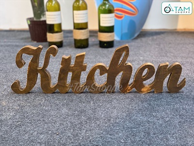 Chữ gỗ Kitchen màu nâu đen Rustic [Tự đứng - 15x53cm] CHU-GO-10