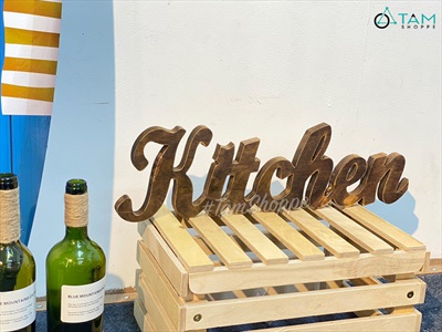 Chữ gỗ Kitchen màu nâu đen Rustic [Tự đứng - 15x53cm] CHU-GO-10
