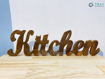 Chữ gỗ Kitchen màu nâu đen Rustic [Tự đứng - 15x53cm] CHU-GO-10