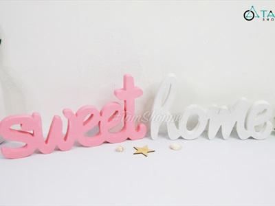 Chữ gỗ Sweet - Home nét thường cao 15cm CHU-GO-05