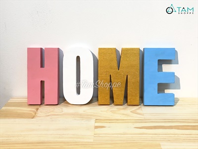 Chữ HOME gỗ 4 màu cao 16cm CHU-GO-03