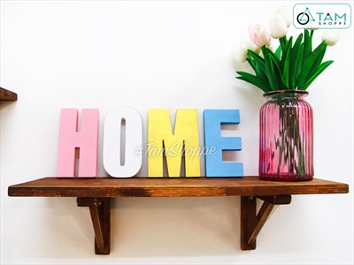 Chữ HOME gỗ 4 màu cao 16cm CHU-GO-03