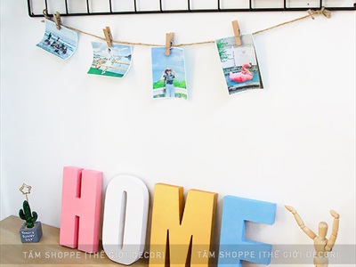 Chữ HOME gỗ 4 màu cao 16cm CHU-GO-03