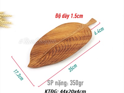 Dĩa gỗ hình chiếc lá phay lõm gân nổi DIA-GO-01
