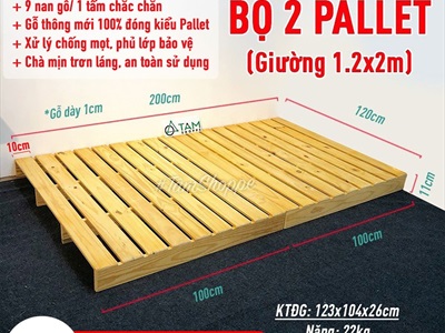 Giường Pallet gỗ thông mới láng mịn cứng cáp chống mọt GIUONG-01