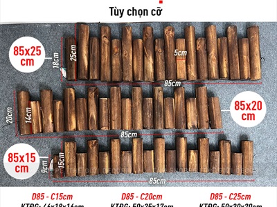 Hàng rào gỗ trang trí cây tròn tự nhiên nối sẵn dài 85cm HANGRAO-01