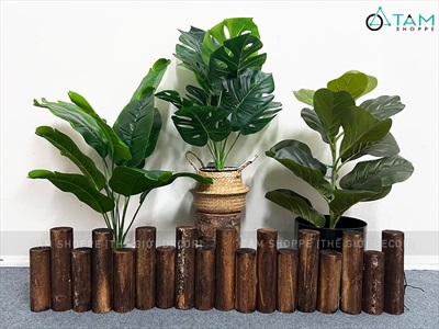 Hàng rào gỗ trang trí cây tròn tự nhiên nối sẵn dài 85cm HANGRAO-01