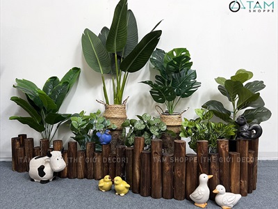 Hàng rào gỗ trang trí cây tròn tự nhiên nối sẵn dài 85cm HANGRAO-01