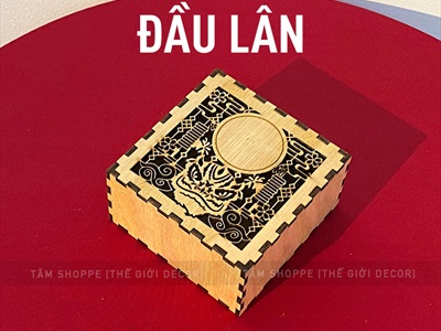Hộp gỗ đựng 1 bánh Trung thu 5 kiểu hoạ tiết (nhận khắc Logo) HOP-GO-01