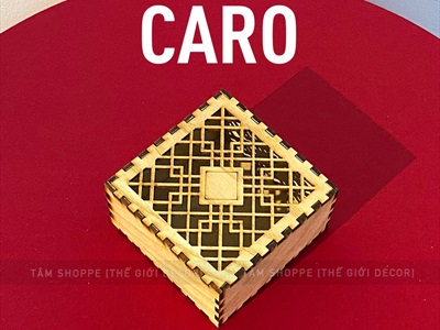 Hộp gỗ đựng 1 bánh Trung thu 5 kiểu hoạ tiết (nhận khắc Logo) HOP-GO-01