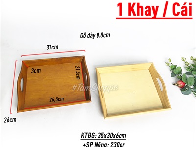 Khay gỗ hình thang quai sóng KHAY-GO-01
