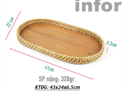 Khay mây hình oval dài KHAY-GO-02