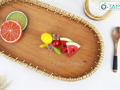 Khay mây hình oval dài KHAY-GO-02