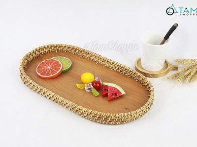 Khay mây hình oval dài KHAY-GO-02
