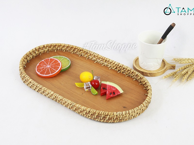 Khay mây hình oval dài KHAY-GO-02