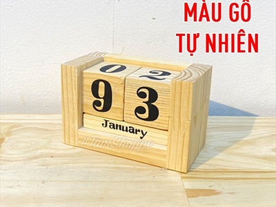 Lịch gỗ để bàn vạn niên vẽ tay kiểu đơn giản LICH-01