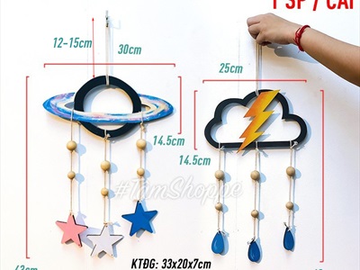 Mô hình treo hình đám mây hành tinh gỗ sơn màu Gradient MHTR-MAY-01