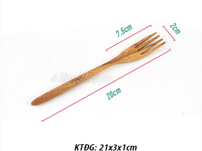 Nĩa gỗ đỏ kiểu đơn giản dài 20cm DDNB-NIA-01