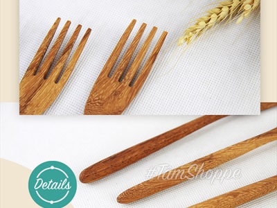 Nĩa gỗ đỏ kiểu đơn giản dài 20cm DDNB-NIA-01