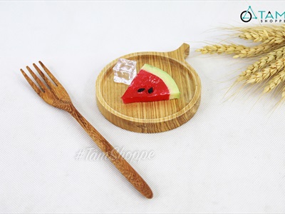 Nĩa gỗ đỏ kiểu đơn giản dài 20cm DDNB-NIA-01