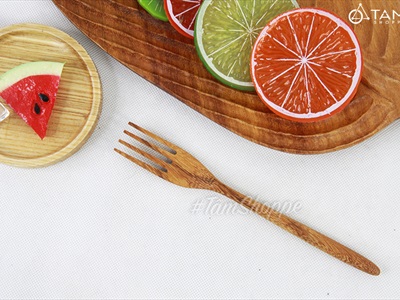 Nĩa gỗ đỏ kiểu đơn giản dài 20cm DDNB-NIA-01