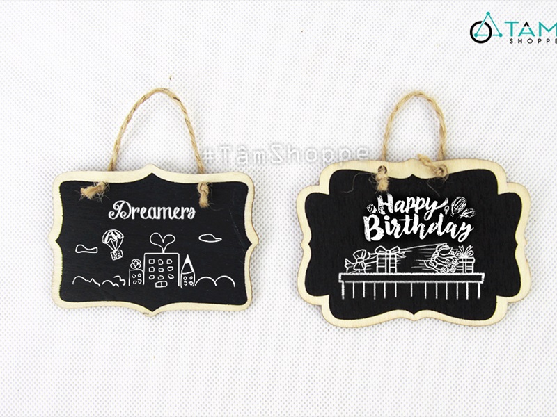 Set 06 bảng đen viết phấn mini treo tường cùng kiểu [1 mặt - kèm dây] BANGDEN-16