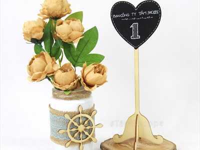 Standee bảng đen viết phấn để bàn trái tim chân sóng [Tháo lắp - cao 20cm] BANGDEN-14