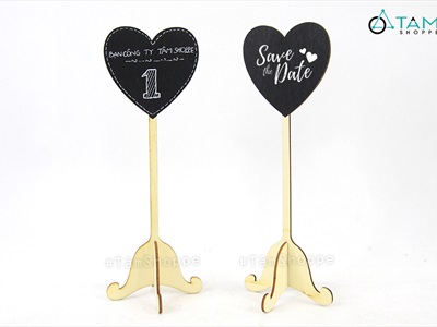 Standee bảng đen viết phấn để bàn trái tim chân sóng [Tháo lắp - cao 20cm] BANGDEN-14