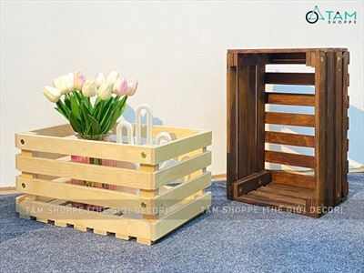 Thùng gỗ pallet đựng đồ đa năng [Tháo lắp - Chịu nước] DDNB-THUNG-01