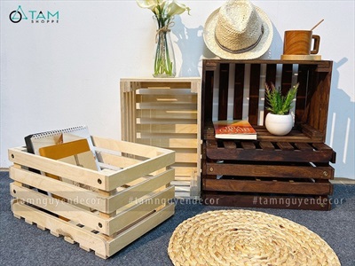 Thùng gỗ pallet đựng đồ đa năng [Tháo lắp - Chịu nước] DDNB-THUNG-01