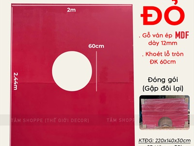 Vách gỗ đỏ khoét lỗ tròn decor [Gấp gọn - Tặng dây led] VACHGO-01