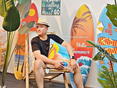 Ván lướt sóng trang trí chủ đề Vitamin Sea cao 150cm VLS-03