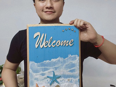 Bảng welcome bãi cát sóng biển 3 sao BTC-WEL-04