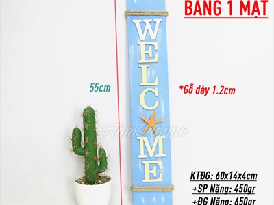 Bảng welcome chữ nhật đứng sao vàng chủ đề biển BTC-WEL-03