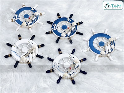 Bánh lái tàu trang trí đường kính 22,5cm [Gỗ ép - nhiều kiểu] BANHLAI-01