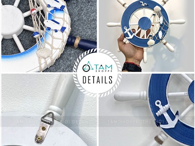 Bánh lái tàu trang trí đường kính 32,5cm [Gỗ ép - nhiều kiểu] BANHLAI-02