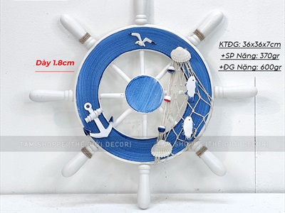 Bánh lái tàu trang trí đường kính 32,5cm [Gỗ ép - nhiều kiểu] BANHLAI-02