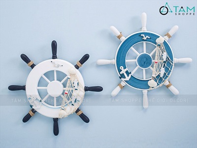 Bánh lái tàu trang trí đường kính 32,5cm [Gỗ ép - nhiều kiểu] BANHLAI-02