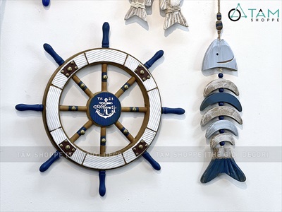 Bánh lái tàu trang trí đường kính 45cm [Gỗ ép - nhiều kiểu] BANHLAI-03