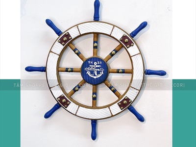 Bánh lái tàu trang trí đường kính 45cm [Gỗ ép - nhiều kiểu] BANHLAI-03