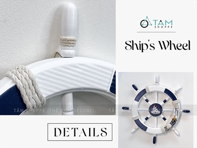 Bánh lái tàu trang trí đường kính 45cm [Gỗ ép - nhiều kiểu] BANHLAI-03