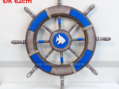 Bánh lái tàu trang trí đường kính 62cm [Gỗ ép - nhiều kiểu] BANHLAI-04