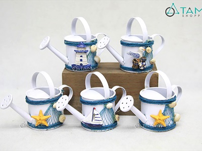 Bình tưới cây mini chủ đề biển màu trắng [handmade - 4 kiểu] BINHTUOI-01