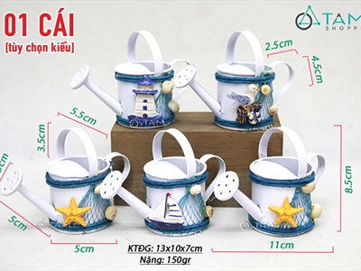 Bình tưới cây mini chủ đề biển màu trắng [handmade - 4 kiểu] BINHTUOI-01