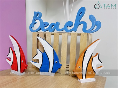 Cá gỗ decor để bàn - Cá thù lù 3 màu TCV-CA-01
