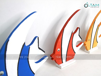 Cá gỗ decor để bàn - Cá thù lù 3 màu TCV-CA-01