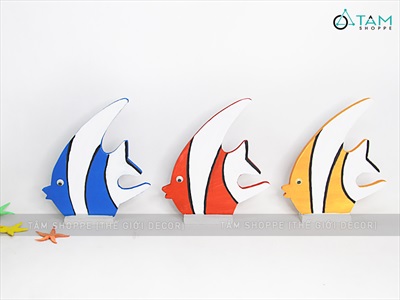Cá gỗ decor để bàn - Cá thù lù 3 màu TCV-CA-01
