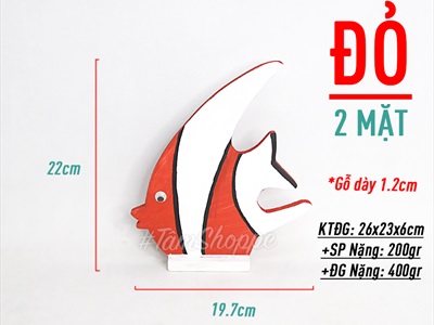 Cá gỗ decor để bàn - Cá thù lù 3 màu TCV-CA-01