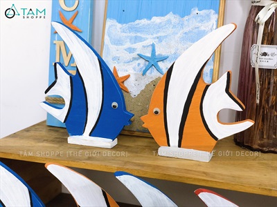 Cá gỗ decor để bàn - Cá thù lù 3 màu TCV-CA-01